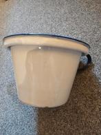 Grote emaille pot, emaille pan, emaille, wit emaille blauw, Antiek en Kunst, Ophalen of Verzenden