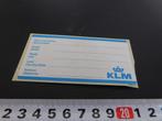 sticker KLM label luchtvaart *, Ophalen, Zo goed als nieuw, Bedrijf of Vereniging