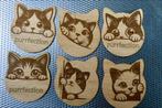 6 Onderzetters met katten/poezen+houder, Ophalen of Verzenden, Nieuw, Glas of Kopje