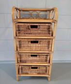 Vintage rotan ladekast, Ophalen, Minder dan 50 cm, Gebruikt, 3 of 4 laden
