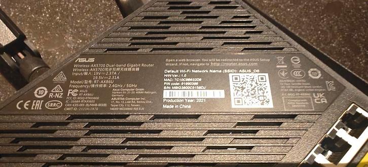 ASUS AX5700 Dual-band Gigabit Router, Computers en Software, Servers, Gebruikt, Onbekend, Minder dan 4 GB, Ophalen of Verzenden