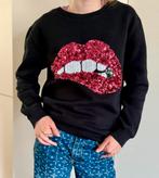Zwarte trui met rode glitter lippen maat XS K-design, Ophalen of Verzenden, Zo goed als nieuw, Maat 34 (XS) of kleiner, Zwart
