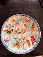 Wasmuel art nouveau barbotine bord vogel in kersenboom., Antiek en Kunst, Ophalen of Verzenden