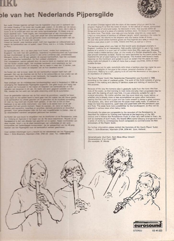 Bamboe Klinkt Fluit ensemble Nederlandse Pijpersgilde(vinyl), Muziek en Instrumenten, Blaasinstrumenten | Blokfluiten, Gebruikt