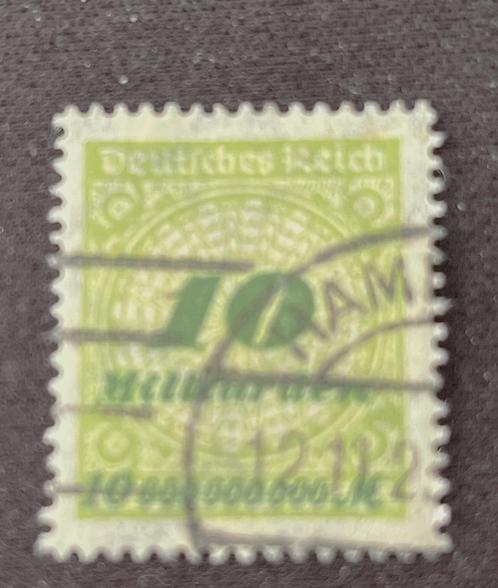 Deutsches Reich 1923 opdruk 10 millard  Mark Mi 328 gebruikt, Postzegels en Munten, Postzegels | Europa | Duitsland, Gestempeld