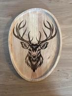 Houten Dienblad met Hert, Ophalen of Verzenden, Zo goed als nieuw, Ovaal, Hout