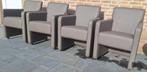 Set van 4 taupe lederen stoelen, Ophalen, Leer, Zo goed als nieuw, Vier