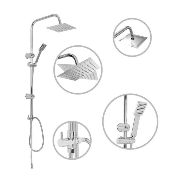 Douchekoppenset dubbel met handdouche roestvrij staal, NIEUW, Doe-het-zelf en Verbouw, Sanitair, Nieuw, Kraan, Rvs, Ophalen of Verzenden