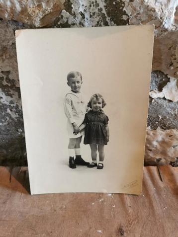 Oude foto kinderen Frans jaren 30-40 13-18cm Miekje's 