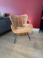 Rotan stoel met metalen poten (HK Living), Huis en Inrichting, Ophalen, Bruin, Zo goed als nieuw, Metaal