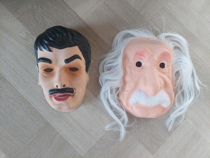 Abraham & Einstein Maskers - Carnaval, Themafeest, Kinderen en Baby's, Carnavalskleding en Verkleedspullen, Zo goed als nieuw