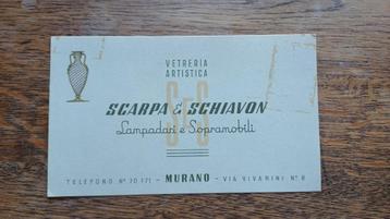Glas Glasblaaskunst MURANO Scarpa & Schiavon visitekaartje beschikbaar voor biedingen