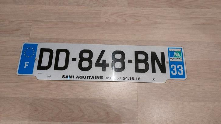 Kentekenplaat Frankrijk departement 33 aquitaine, Verzamelen, Overige Verzamelen, Gebruikt, Ophalen of Verzenden