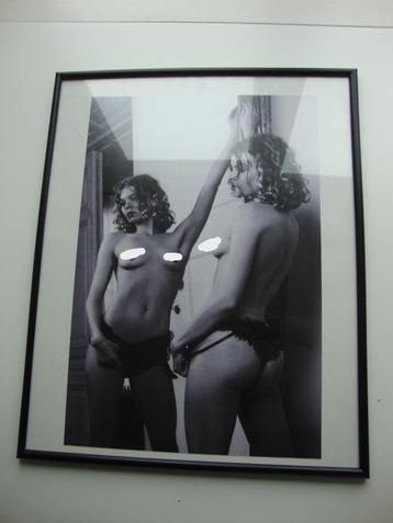 Erotische foto ingelijst, model, glamour, zwart/wit, 50 x 40 beschikbaar voor biedingen
