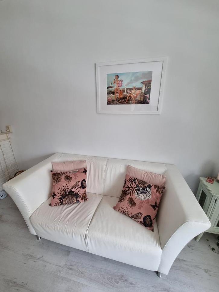 Montel leren bank - gebruikerssporen, Huis en Inrichting, Banken | Bankstellen, Gebruikt, Rechte bank, Tweepersoons, 150 tot 200 cm