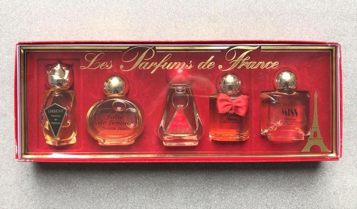 Vintage Parfum set miniatuur - 5x Parfums de France, Verzamelen, Parfumverzamelingen, Nieuw, Miniatuur, Gevuld, Ophalen of Verzenden