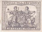 SPANJE BELASTING ZEGEL ANO 1877 50 CENT DE PESETA, Postzegels en Munten, Verzenden, Overige landen