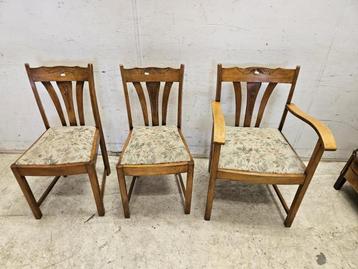 Set van 3 antieke art-deco eetkamerstoelen, eikenhout beschikbaar voor biedingen