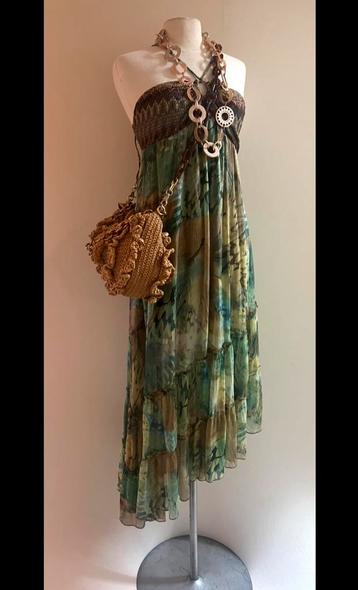 Watcher 38 chiffon maxi midi jurk in groentinten beschikbaar voor biedingen