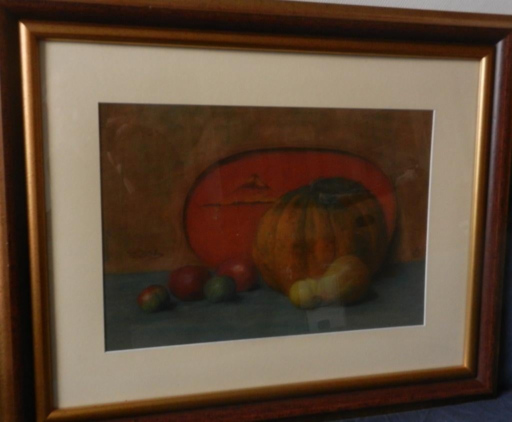 Pastel Stilleven met vruchten Philip Zilcken 1857-1930 30x45, Antiek en Kunst, Kunst | Schilderijen | Klassiek, Ophalen of Verzenden