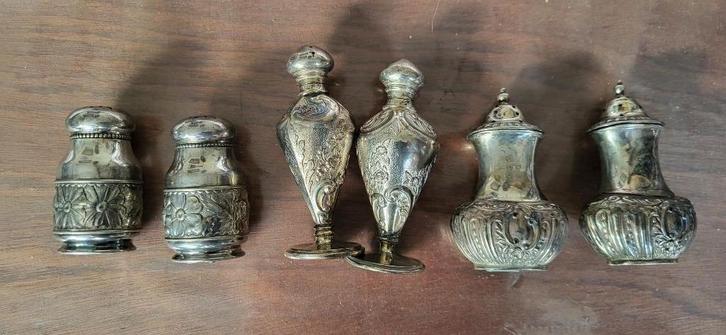 zilver strooiers 3 paar, Antiek en Kunst, Antiek | Goud en Zilver, Zilver, Ophalen of Verzenden