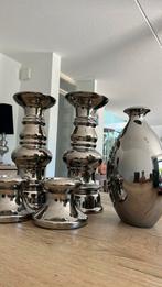 Een mooie set met vas en 4x kaarsenhouder, Ophalen of Verzenden, Gebruikt, Glas, Minder dan 50 cm