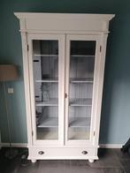 Witte vitrinekast met glazen deuren, Met deur(en), 100 tot 150 cm, Glas, Klassiek