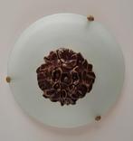 Mooie plafondlamp van melkglas en prachtige rozet, Huis en Inrichting, Lampen | Plafondlampen, Ophalen, Zo goed als nieuw