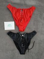 2 echt leren slips, Verzenden, Zwart, Slip
