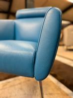 Nieuwstaat Leolux Marabis fauteuil blauw leer Design stoel, Huis en Inrichting, Fauteuils, Leolux, Ophalen of Verzenden, Leer