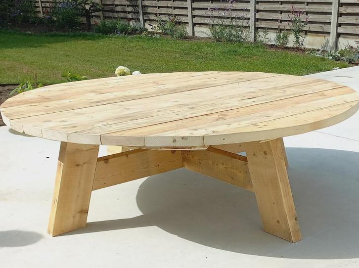 Ovale ronde rechthoekige tuintafels balken sloophout, Tuin en Terras, Palen, Balken en Planken, Nieuw, Balken, 180 tot 250 cm