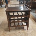 Antiek Frans wijnrek bijzettafeltje met gedraaide poten, Ophalen of Verzenden, Hout, Minder dan 50 cm, 5 tot 15 flessen