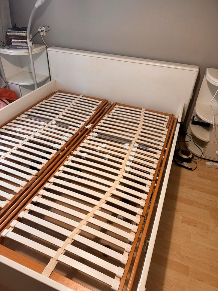 MDF Ledikant 160x200 + Elektrische Bedbodems + Nachtkastjes, Huis en Inrichting, Slaapkamer | Bedden, Gebruikt, Tweepersoons, 160 cm