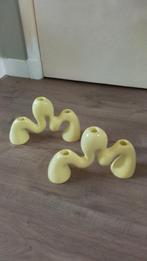 2 Prachtige Gele Kandelaars (Metaal) 18cm/27cm/7.5cm, Nieuw, Ophalen of Verzenden, Metaal, Kandelaar