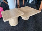 Travertin Bijzettafel Set 43x43 & 60x60, Huis en Inrichting, Ophalen, Overige materialen, 50 tot 100 cm, Vierkant