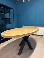 Ovale houten tafel met zwart onderstel - Zo goed als nieuw!, Huis en Inrichting, Ophalen, 100 tot 150 cm, Zo goed als nieuw, 150 tot 200 cm