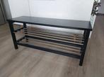 Ikea TJUSIG bank met schoenenrek - Zwart, Ophalen, Zo goed als nieuw