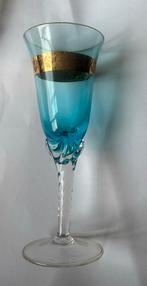 Blauw glas hoogte 15,5 cm hoog, Ophalen of Verzenden