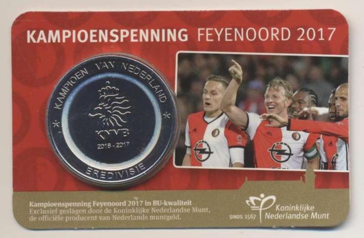 Nederland kampioenspenning Feyenoord 2017 in Coincard, Postzegels en Munten, Penningen en Medailles, Overige materialen, Nederland