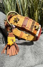 Halsband geel leer cognac nappa leer deco en voering 30-39, Ophalen of Verzenden, Handgemaakt, Nieuw