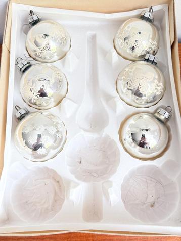 Prachtige vintage set GDR glazen kerstballen, 6 stuks beschikbaar voor biedingen