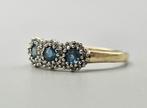 Gouden Vintage ring  edelsteen topaas en diamant. 2025/323., Blauw, ., Ophalen of Verzenden, Zo goed als nieuw