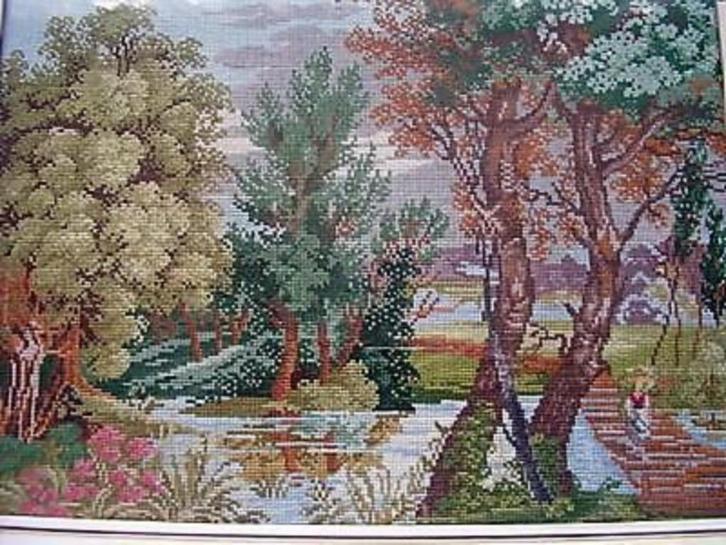 ROMANTISCH MOOI LANDSCHAP * GEBORDUURD In Lijst *, Huis en Inrichting, Woonaccessoires | Wanddecoraties, Zo goed als nieuw, Ophalen of Verzenden