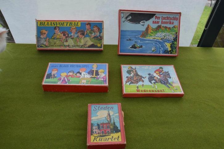 5 antieke spelletjes/ bordspellen Spear`s : Wedrenspel Stede, Antiek en Kunst, Antiek | Speelgoed, Ophalen of Verzenden