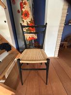 Vintage Stoel met Riet Zitting, Huis en Inrichting, Stoelen, Gebruikt, Zwart, Ophalen of Verzenden, Eén