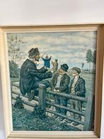Art print met figuren, 46x53cm incl. lijst, Ophalen