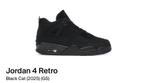 Jordan 4 black cat 38,5, Kleding | Heren, Schoenen, Zwart, Nieuw, Ophalen of Verzenden, Sneakers of Gympen