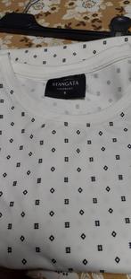 Tshirt wit maat S merk STANGATA met zwart motieven, Kleding | Heren, T-shirts, Wit, Ophalen of Verzenden, Zo goed als nieuw, STANGATA