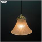 Oud glazen hanglampje, Holophane stijl, Frankrijk + Snoer, Gebruikt, Holophane, Ophalen of Verzenden, Glas