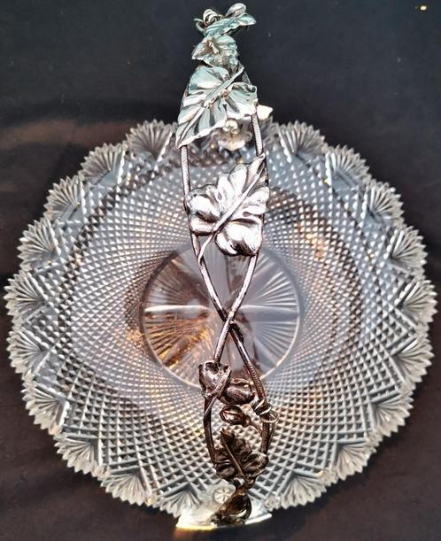 Antieke Kristal Schaal serveerschaal Eetgerei Zilver Montuur, Antiek en Kunst, Antiek | Schalen, Ophalen of Verzenden